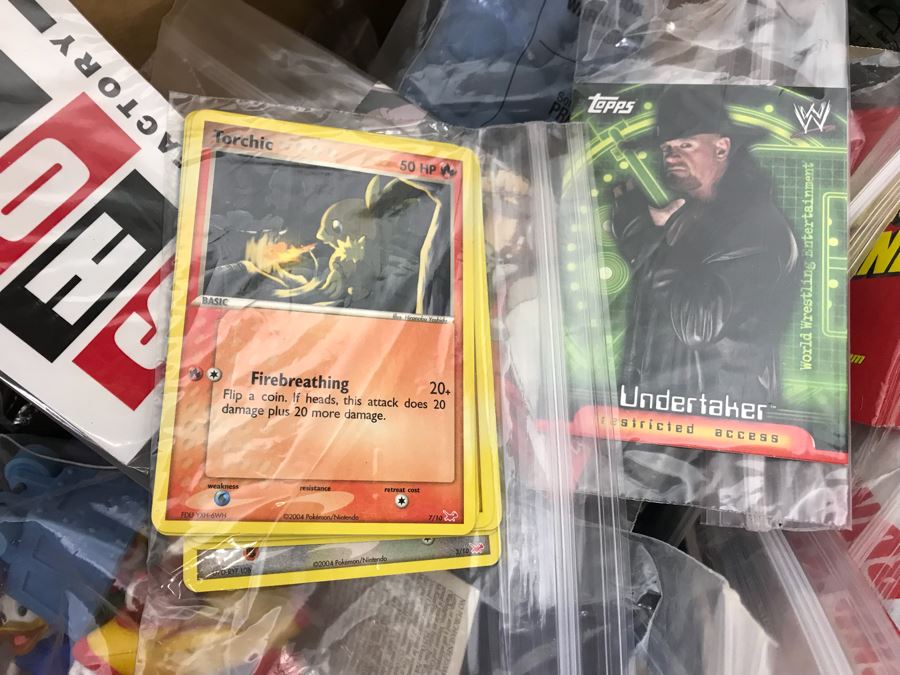 (3) Large Boxes Filled With Various McDonalds And Burger King Happy Meal Toys, Christmas Ornaments, Trading Cards Including Pokemon, PEZ Dispensers - See All Photos [Photo 3]