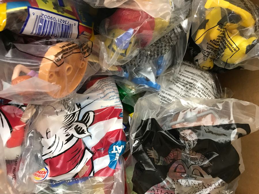 (3) Large Boxes Filled With Various McDonalds And Burger King Happy Meal Toys, Christmas Ornaments, Trading Cards Including Pokemon, PEZ Dispensers - See All Photos [Photo 49]