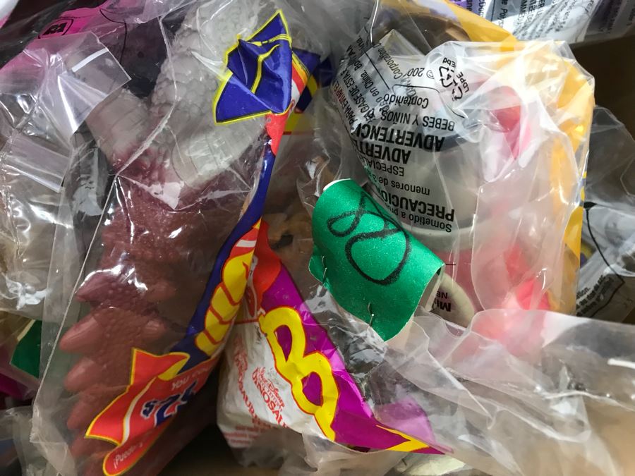 (3) Large Boxes Filled With Various McDonalds And Burger King Happy Meal Toys, Christmas Ornaments, Trading Cards Including Pokemon, PEZ Dispensers - See All Photos [Photo 47]