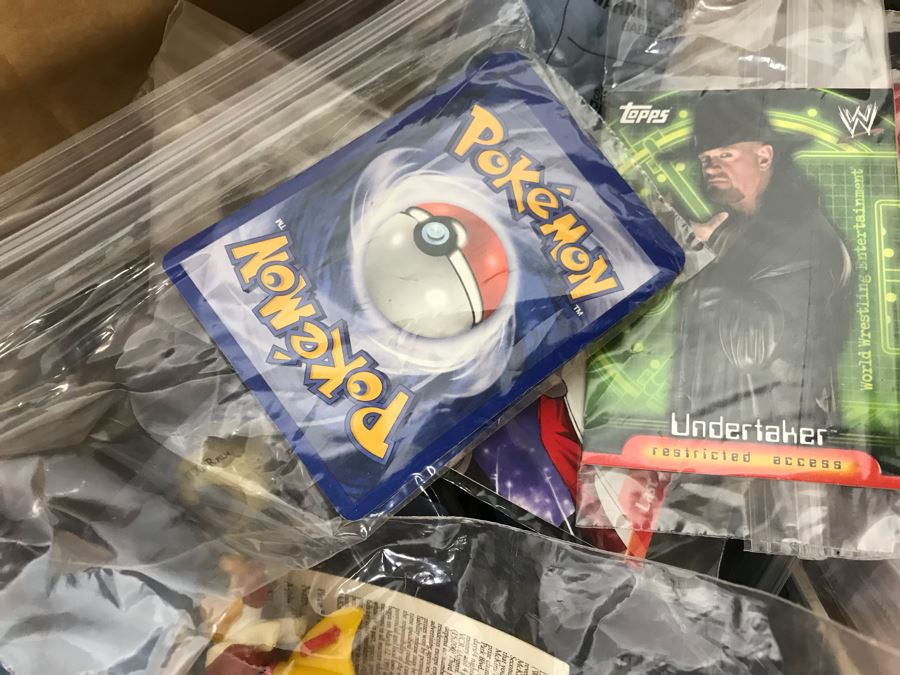 (3) Large Boxes Filled With Various McDonalds And Burger King Happy Meal Toys, Christmas Ornaments, Trading Cards Including Pokemon, PEZ Dispensers - See All Photos [Photo 42]