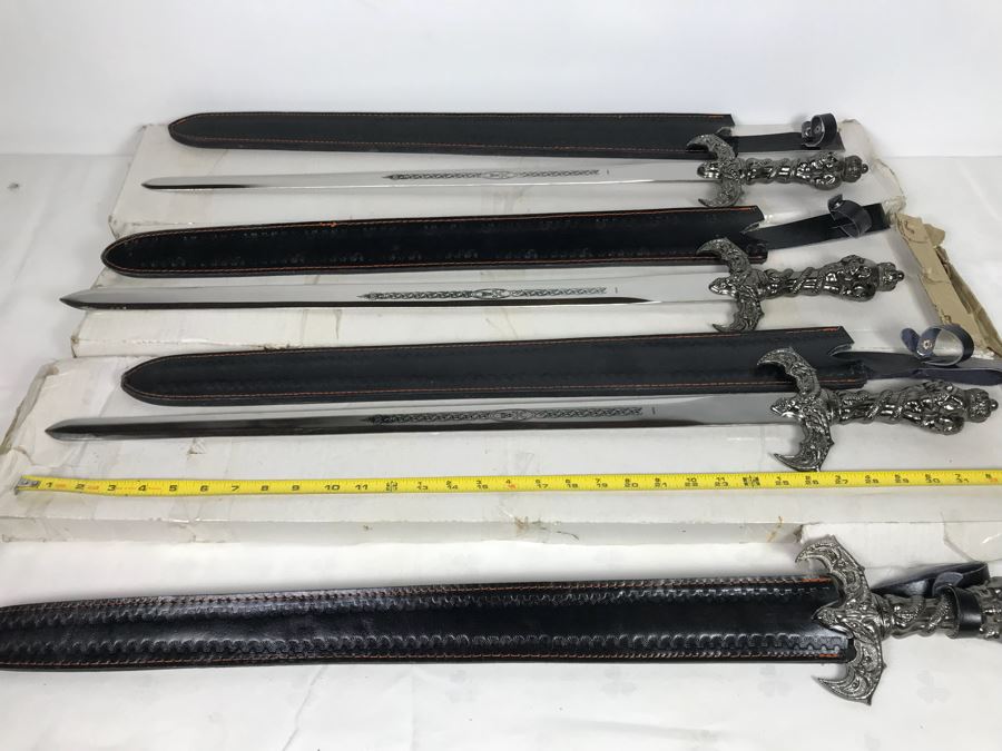 Set Of (4) Large Fantasy Swords New Old Stock 33'L [Photo 14]