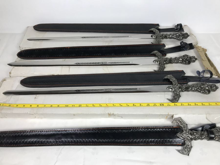 Set Of (4) Large Fantasy Swords New Old Stock 33'L [Photo 15]