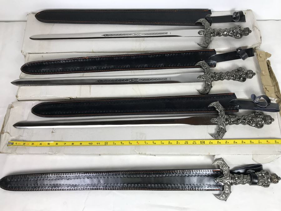 Set Of (4) Large Fantasy Swords New Old Stock 33'L [Photo 13]