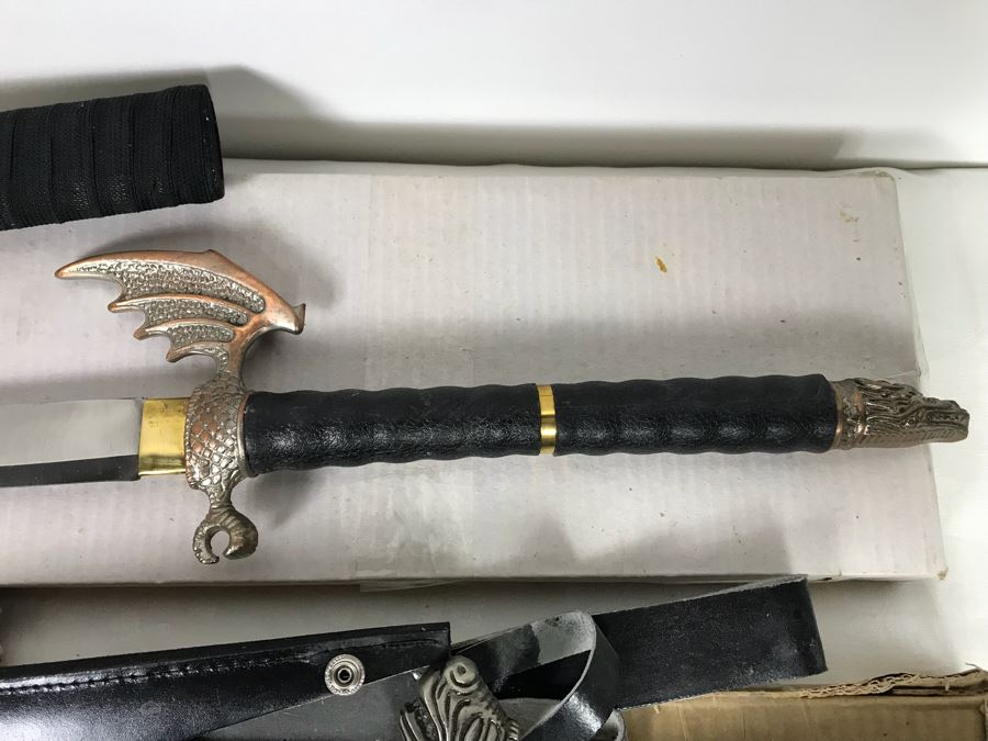 Set Of (3) Large Fantasy Swords New Old Stock 43'L [Photo 8]