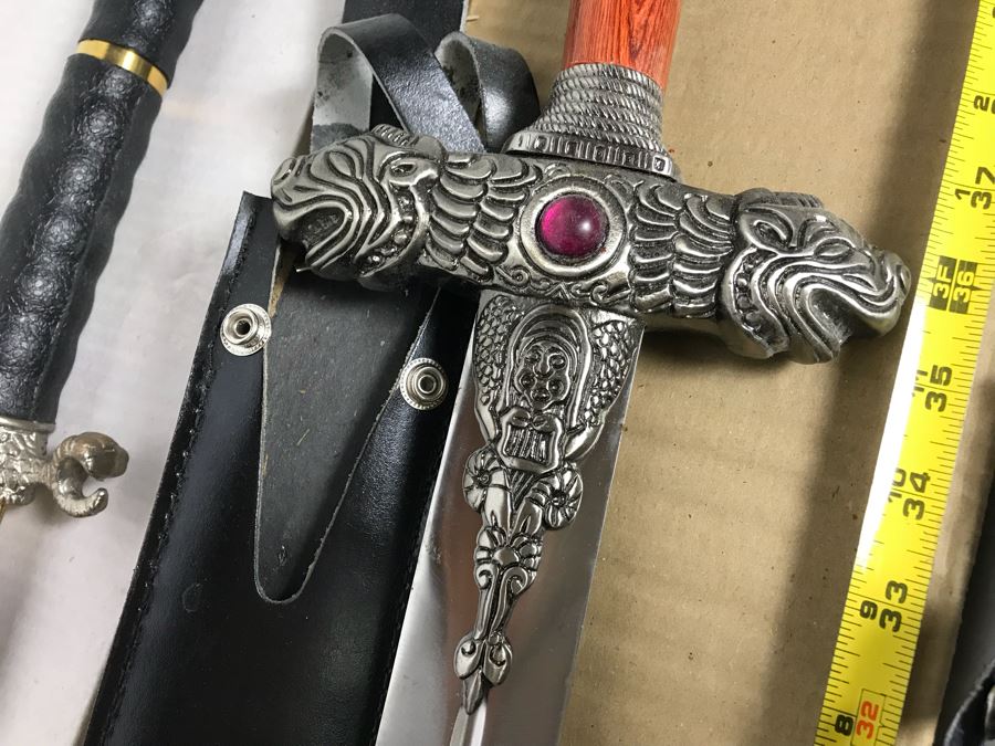 Set Of (3) Large Fantasy Swords New Old Stock 43'L [Photo 4]