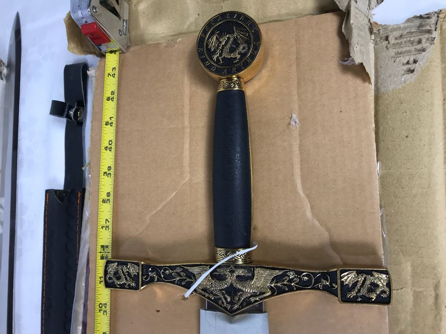 Set Of (3) Large Fantasy Swords New Old Stock (1) King Arthur Excalibur 44'L [Photo 2]
