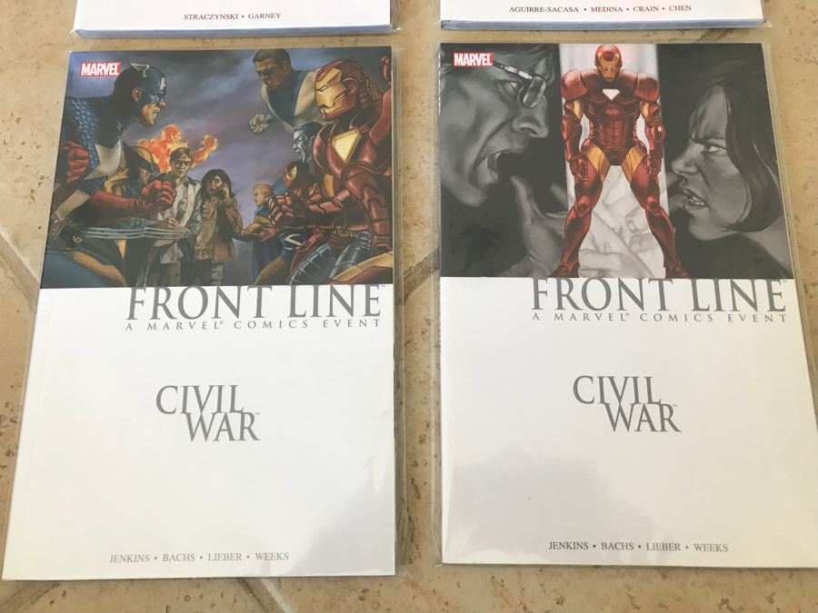 (4) Marvel Comics Trade Paperback Comic Books: Civil War Amazing Spider-Man, Front Line, Peter Parker Spider-Man [Photo 3]