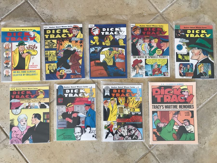 (9) Vintage Dick Tracy Trade Paperback Comic Books