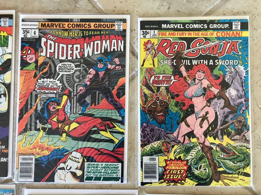 (18) Vintage Marvel Comic Books: Wonder Man 1, Saga Of Crystar Crystal Warrior 1, The Spider-Woman, Red Sonja 1, Savage She-Hulk, Ms Marvel,  Contest Of Champions 1, Marvel Super Heroes Secret Wars 1 [Photo 4]
