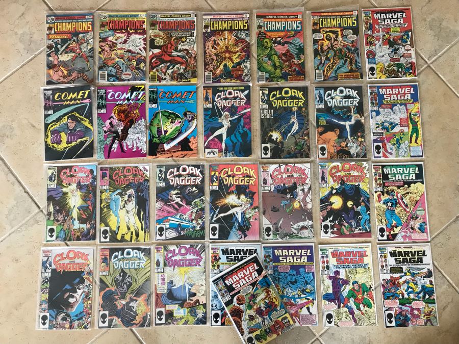 (29) Marvel Comic Books: The Champions, The Marvel Saga, The Comet Man ...