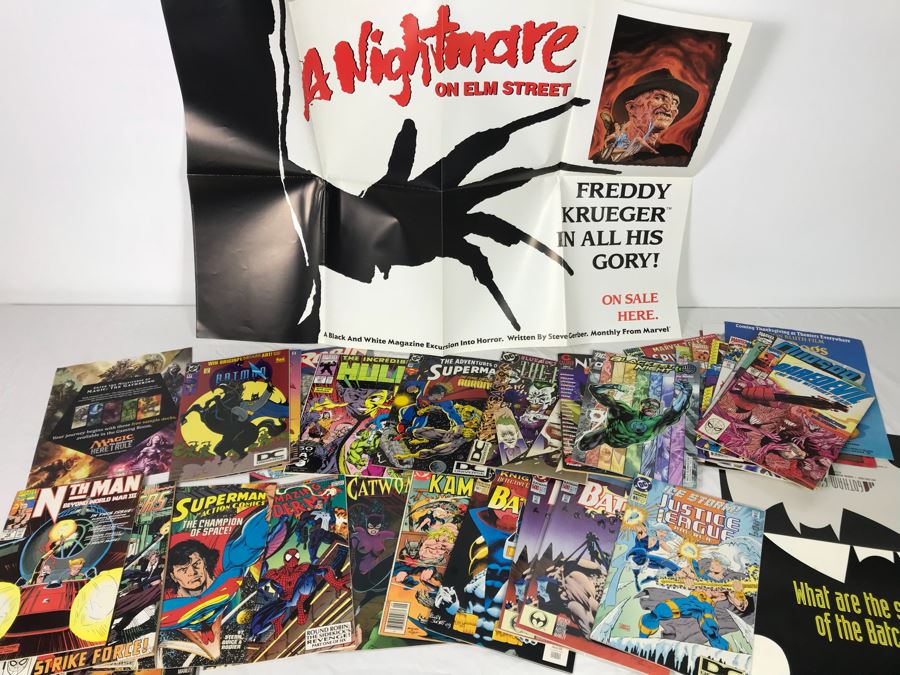 Comic Book Lot Includes A Nightmare On Elm Street Magazine Promo Poster - See Photos [Photo 1]