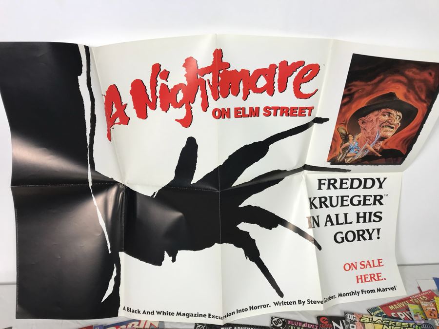 Comic Book Lot Includes A Nightmare On Elm Street Magazine Promo Poster - See Photos [Photo 2]