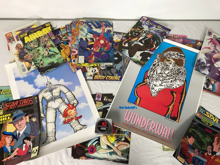 Vintage Comic Book Lot With Rod Underhill Signed Limited Edition Print Wonderwall And The Big Guy And Rusty The Boy Robot Frank Miller Poster - See Photos [Photo 1]