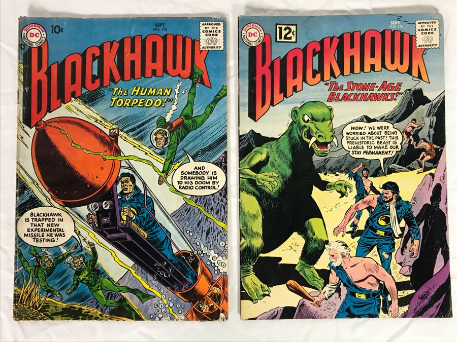 (2) Vintage 1957 And 1962 DC Comics Blackhawk #116 And #176 Comic Books [Photo 1]