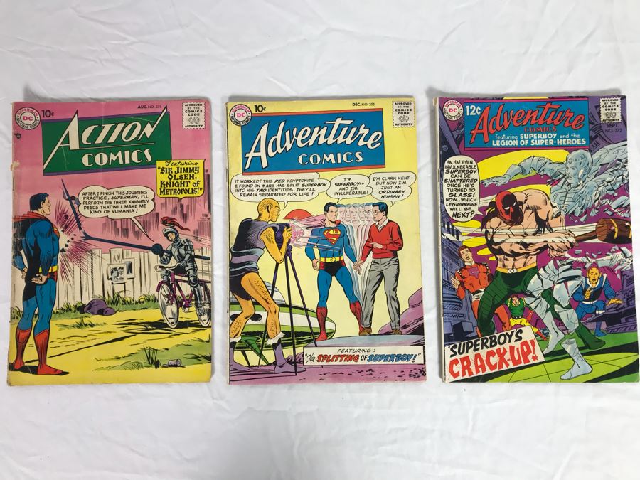 Vintage 1957 Action Comics Superman #231, Adventure Comics #255 (1958) And #372 (1968) Comic Books [Photo 1]
