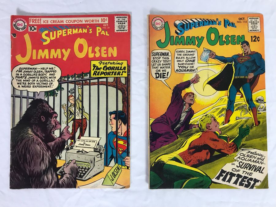 Vintage DC Superman's Pal Jimmy Olsen #24 (1957) And #115 (1968) Comic Books [Photo 1]