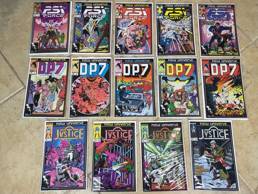 (12) Vintage Marvel Comics New Universe PSI Force, D.P.7, Justice [Photo 1]