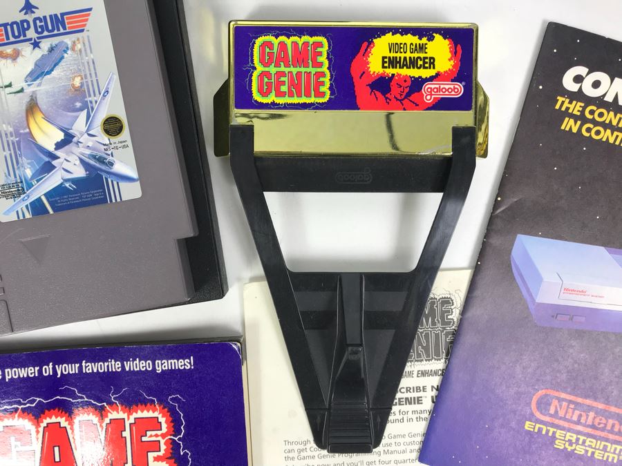 (11) Vintage Nintendo Video Games Incl California Games, Top Gun, Tetris, Thrilla's Surfari And Game Genie Video Game Enhancer With (4) Nintendo Video Game Controllers [Photo 2]