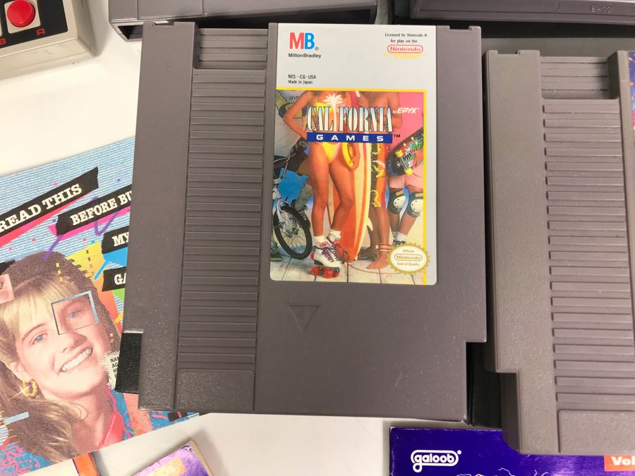 (11) Vintage Nintendo Video Games Incl California Games, Top Gun, Tetris, Thrilla's Surfari And Game Genie Video Game Enhancer With (4) Nintendo Video Game Controllers [Photo 4]