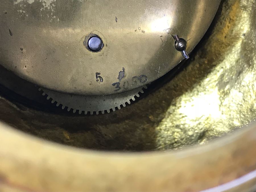 Stunning Vintage Brass Mechanical Carriage Clock Ornately Embossed Mantel Clock With Porcelain Dial Working [Photo 16]