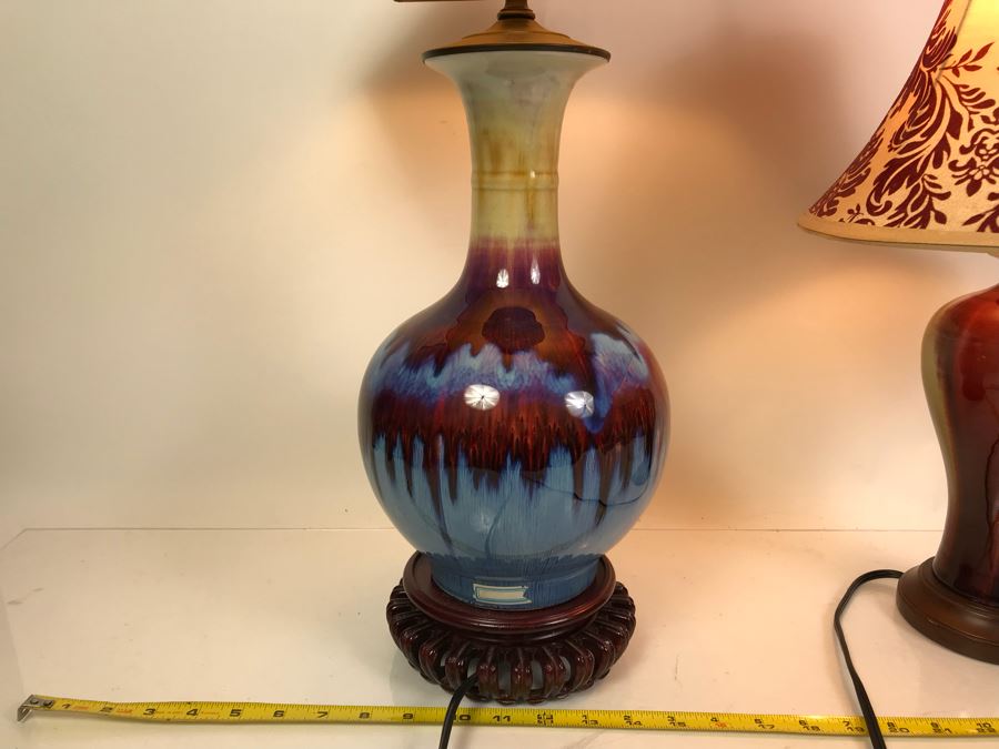 Pair Of Pottery Table Lamps With Shades [Photo 2]