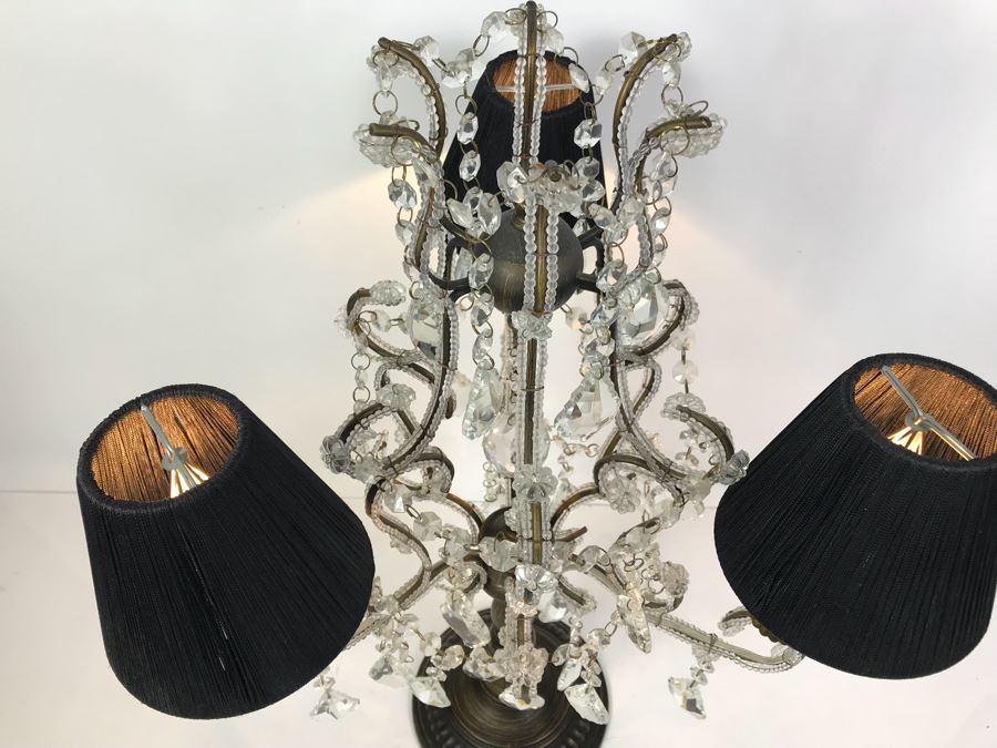 3-Light Candelabra Crystal Strand Table Lamp [Photo 6]