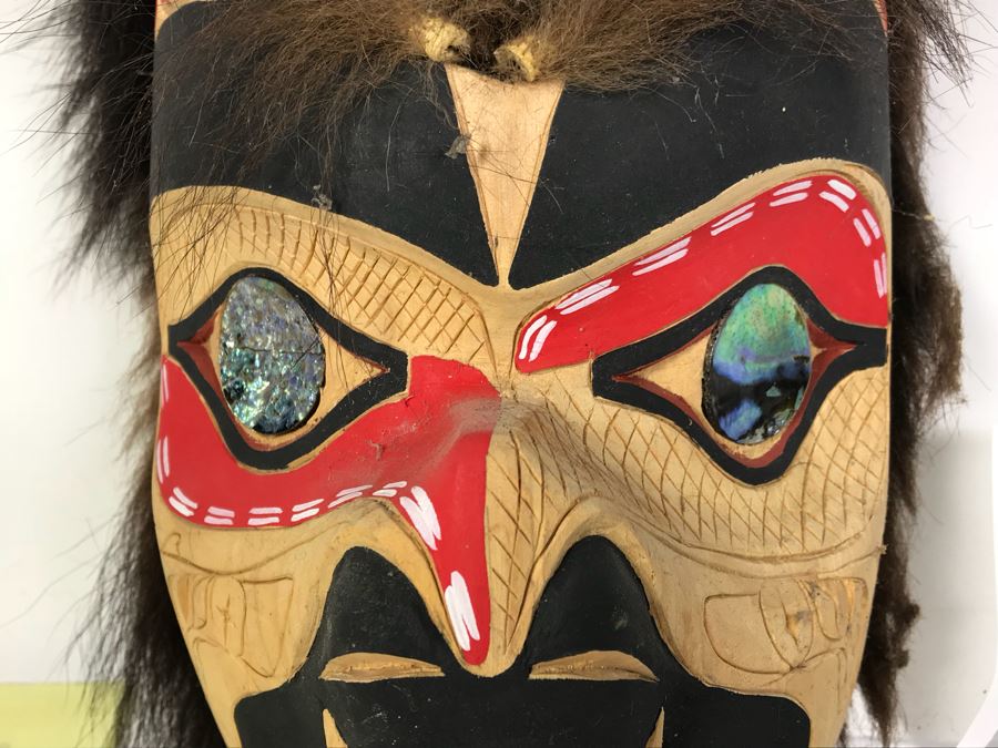 Pacific Northwest Native American Wooden Carved Bear Mask By Jake Gallic Tseshant Nation Vancouver Island Gitksan Paintbrush [Photo 5]