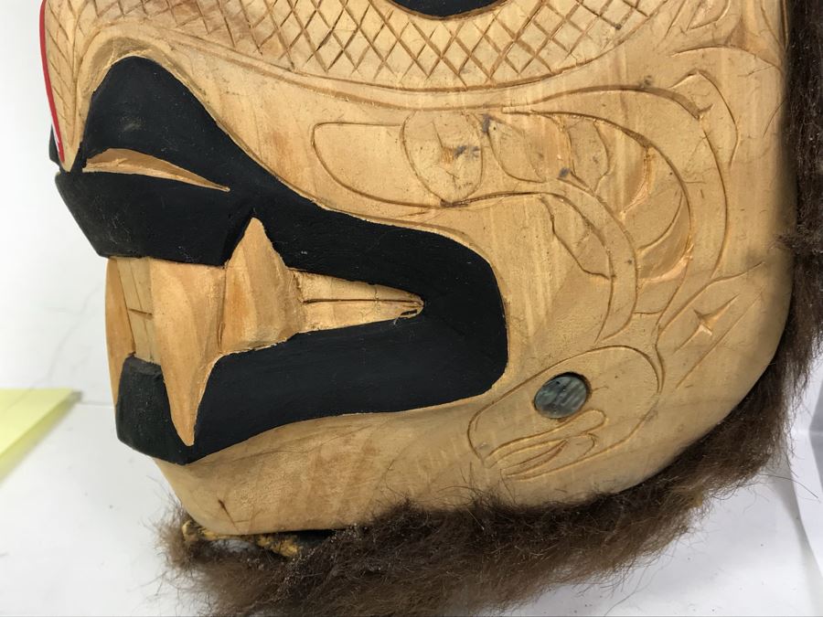 Pacific Northwest Native American Wooden Carved Bear Mask By Jake Gallic Tseshant Nation Vancouver Island Gitksan Paintbrush [Photo 8]