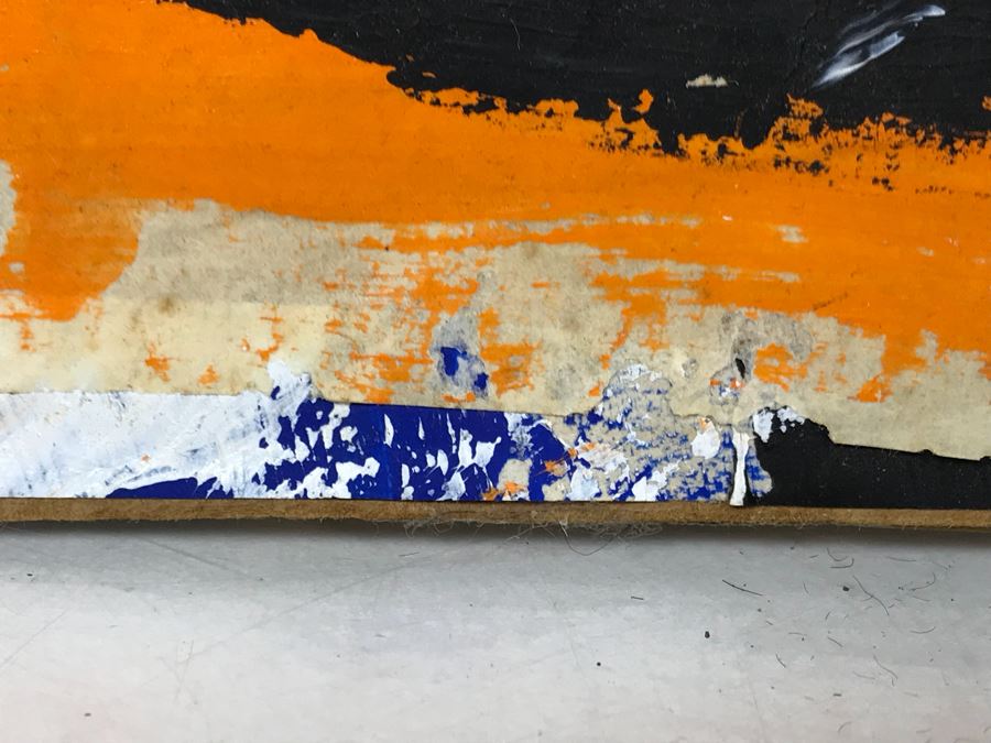 Original Abstract Modern Painting On Cardboard Backing Signed Signature Illegible 24' X 24' - See Photos [Photo 9]