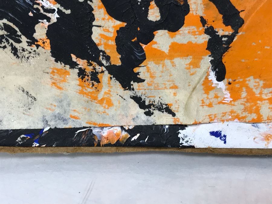 Original Abstract Modern Painting On Cardboard Backing Signed Signature Illegible 24' X 24' - See Photos [Photo 10]