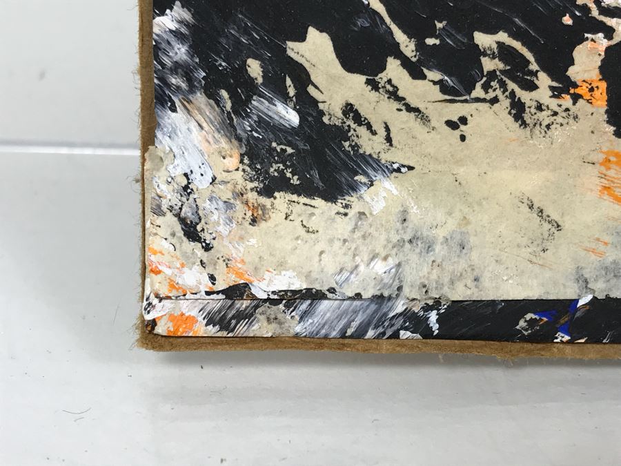 Original Abstract Modern Painting On Cardboard Backing Signed Signature Illegible 24' X 24' - See Photos [Photo 11]