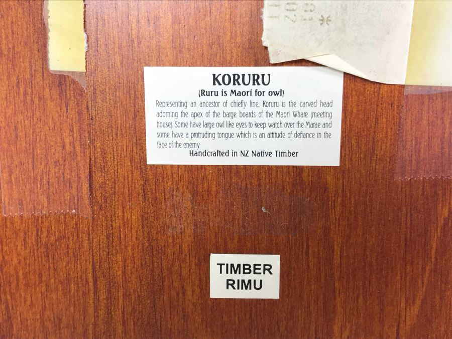 Koruru (Owl) Maori Hand Made New Zealand Carved Head Sculpture And African Wooden Sculpture Of Family [Photo 13]