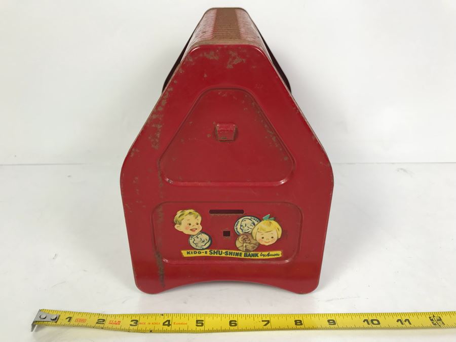 Vintage Red Metal Kid's Toy Shu-Shine-Bank Amsco For Kiddies [Photo 3]