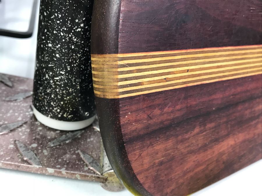 Pair Of Mid-Century Copper Fondue Sets, Dansk Denmark Vases, Industrial Salt & Pepper Shakers, Vintage Ladle, Wire Basket And Cutting Board [Photo 18]