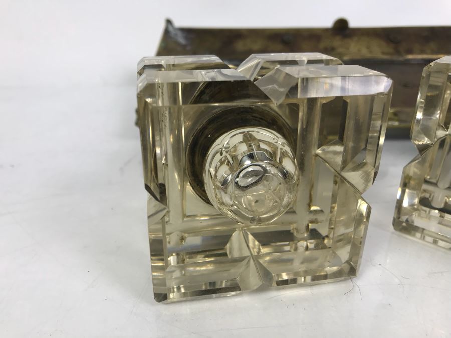 Vintage Brass Inkwell And Pen Holder With Glass Inkwell Bottles (Note That One Bottle Has Cracks In Glass) [Photo 11]