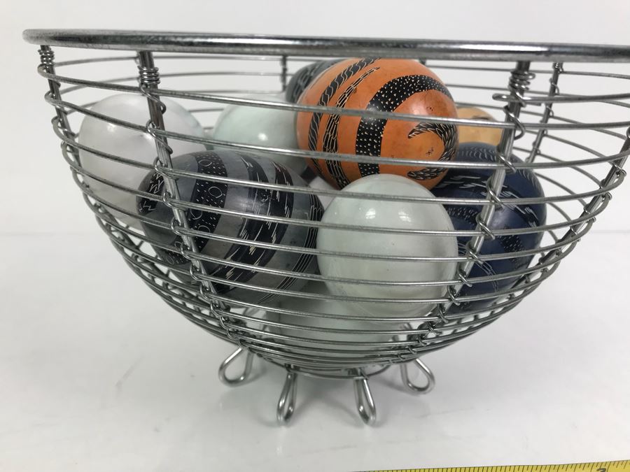 Metal Basket Fille With Carved Stone Eggs [Photo 5]