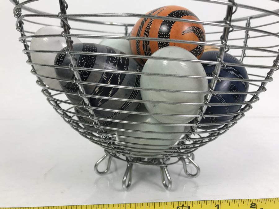 Metal Basket Fille With Carved Stone Eggs [Photo 6]