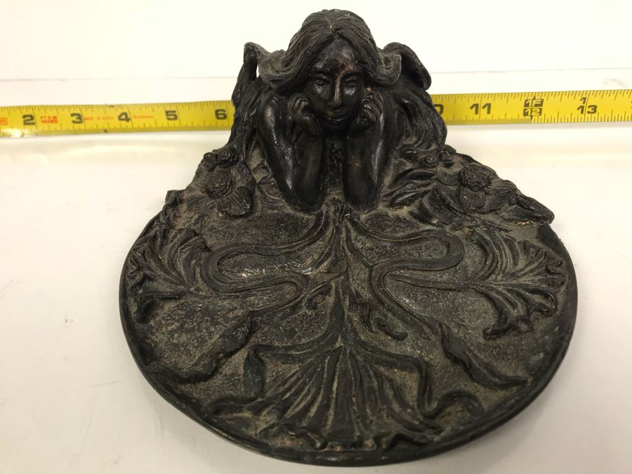 Bronze Art Nouveau Style Dish Signed RL [Photo 3]
