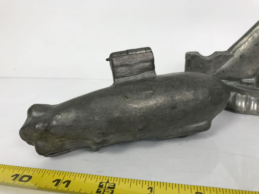 Vintage Pewter Ice Cream Molds Of Zepplin, Sailboat And Ship [Photo 4]