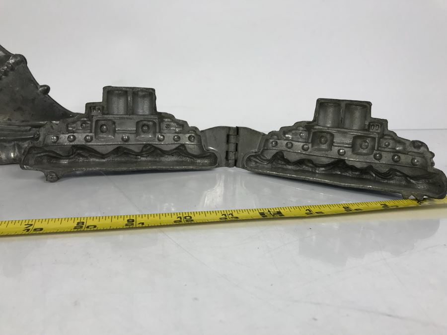 Vintage Pewter Ice Cream Molds Of Zepplin, Sailboat And Ship [Photo 5]