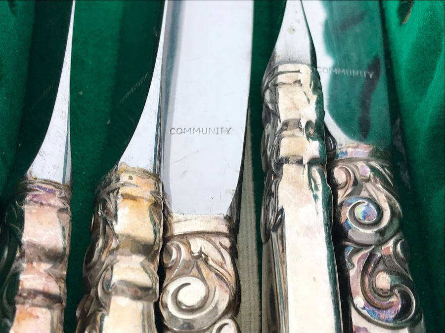 Set Of Community 'South Seas' Pattern Silverplate Flatware Spoons, Forks, Knives, Serving Utensils [Photo 10]