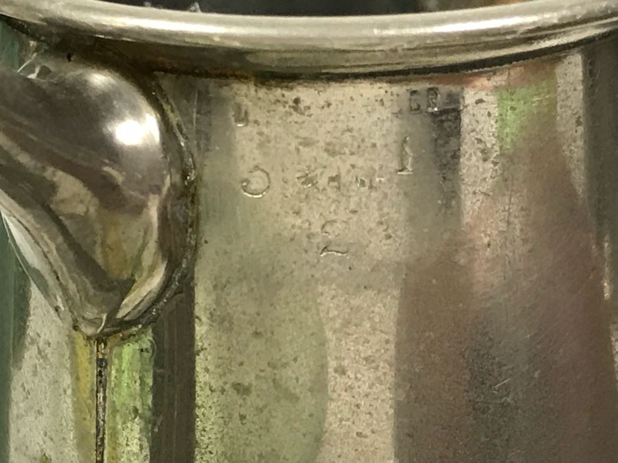 Vintage Pewter Coffee Pot With Creamer And Sugar, Pottery Pieces And (3) Green Dishes [Photo 15]