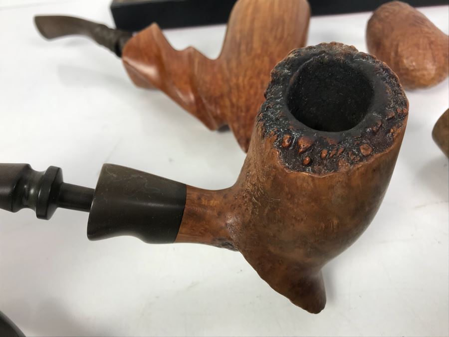 (6) Vintage Wooden Smoking Pipes With Wooden Display Stand Some Pipes Hand Made In Denmark [Photo 7]