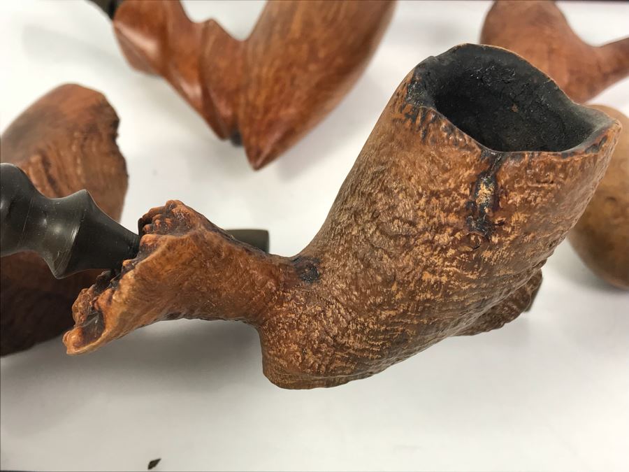 (6) Vintage Wooden Smoking Pipes With Wooden Display Stand Some Pipes Hand Made In Denmark [Photo 14]