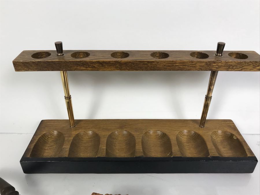 (6) Vintage Wooden Smoking Pipes With Wooden Display Stand Some Pipes Hand Made In Denmark [Photo 24]
