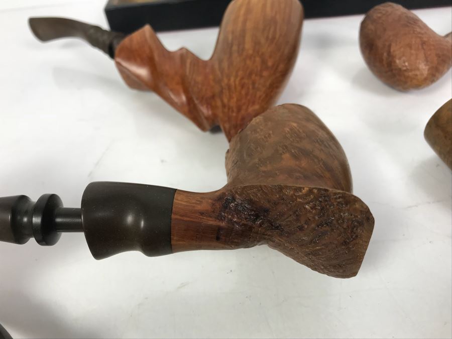 (6) Vintage Wooden Smoking Pipes With Wooden Display Stand Some Pipes Hand Made In Denmark [Photo 8]