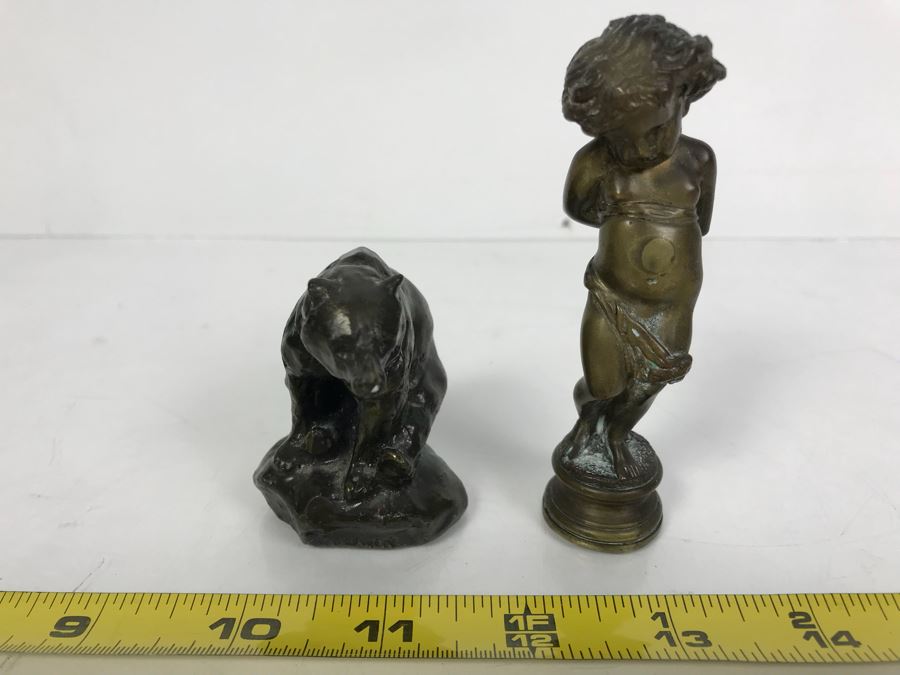 Philip Goodwin Limited Edition Bronze Sitting Bear Sculpture Calhoun's And Vintage Brass Letter Wax Seal [Photo 2]