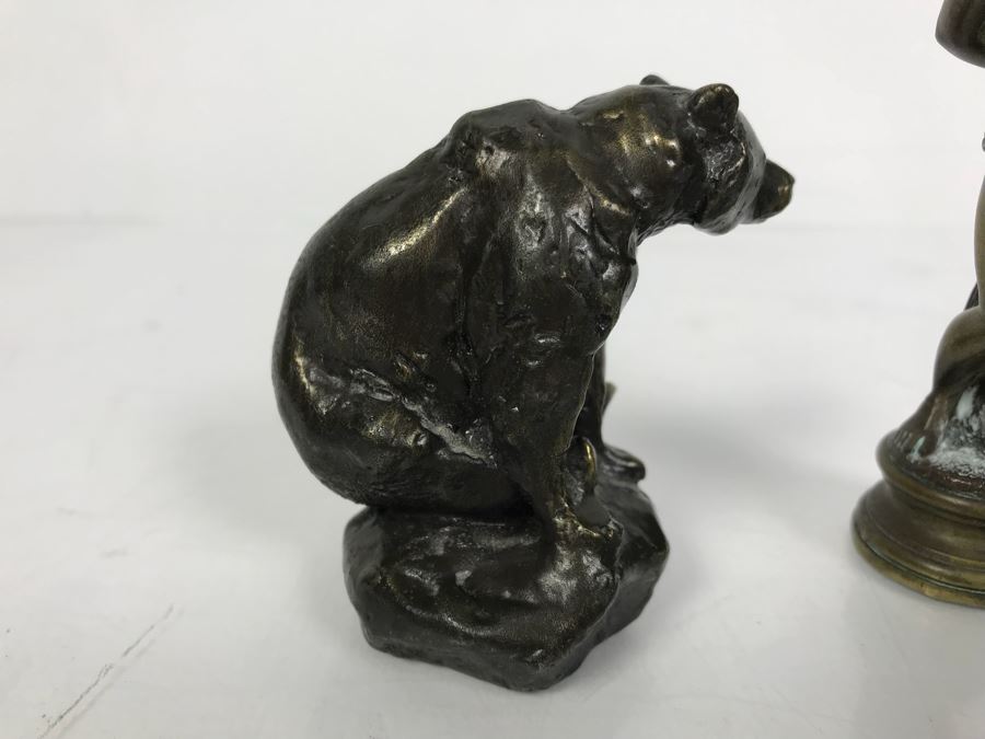 Philip Goodwin Limited Edition Bronze Sitting Bear Sculpture Calhoun's And Vintage Brass Letter Wax Seal [Photo 5]