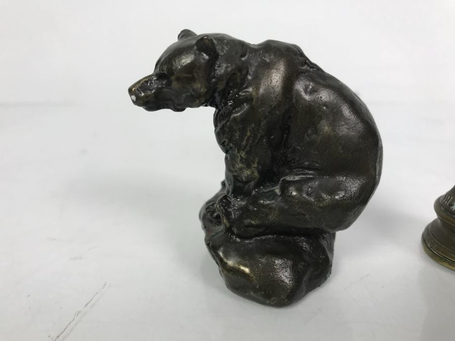 Philip Goodwin Limited Edition Bronze Sitting Bear Sculpture Calhoun's And Vintage Brass Letter Wax Seal [Photo 3]