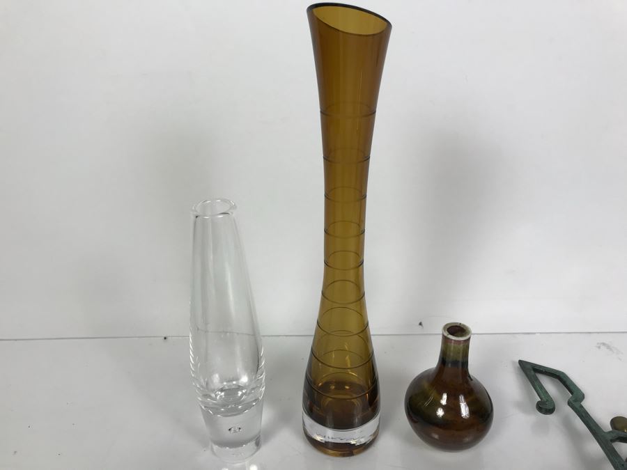 (3) Vases Including Mikasa And Brass Menorah Made In Israel [Photo 6]